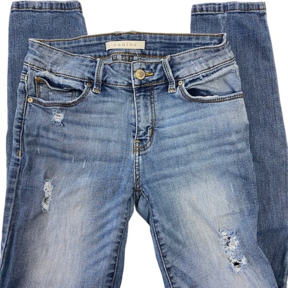 Eunina Skinny Jeans Blue Distressed Ripped Grunge‎ Streetwear Festival Size 5